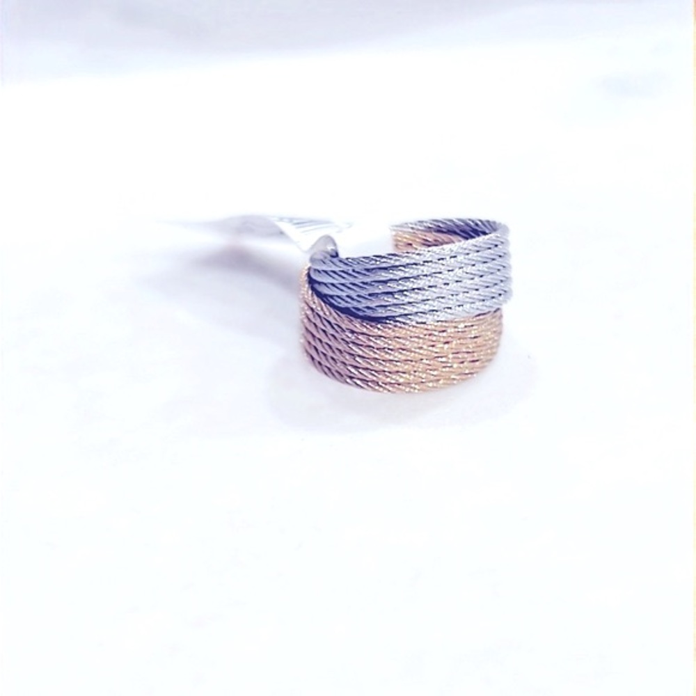ALOR Classique Cable Stainless Steel Two-Tone Double Band Ring Size 5 - Picture 2 of 2